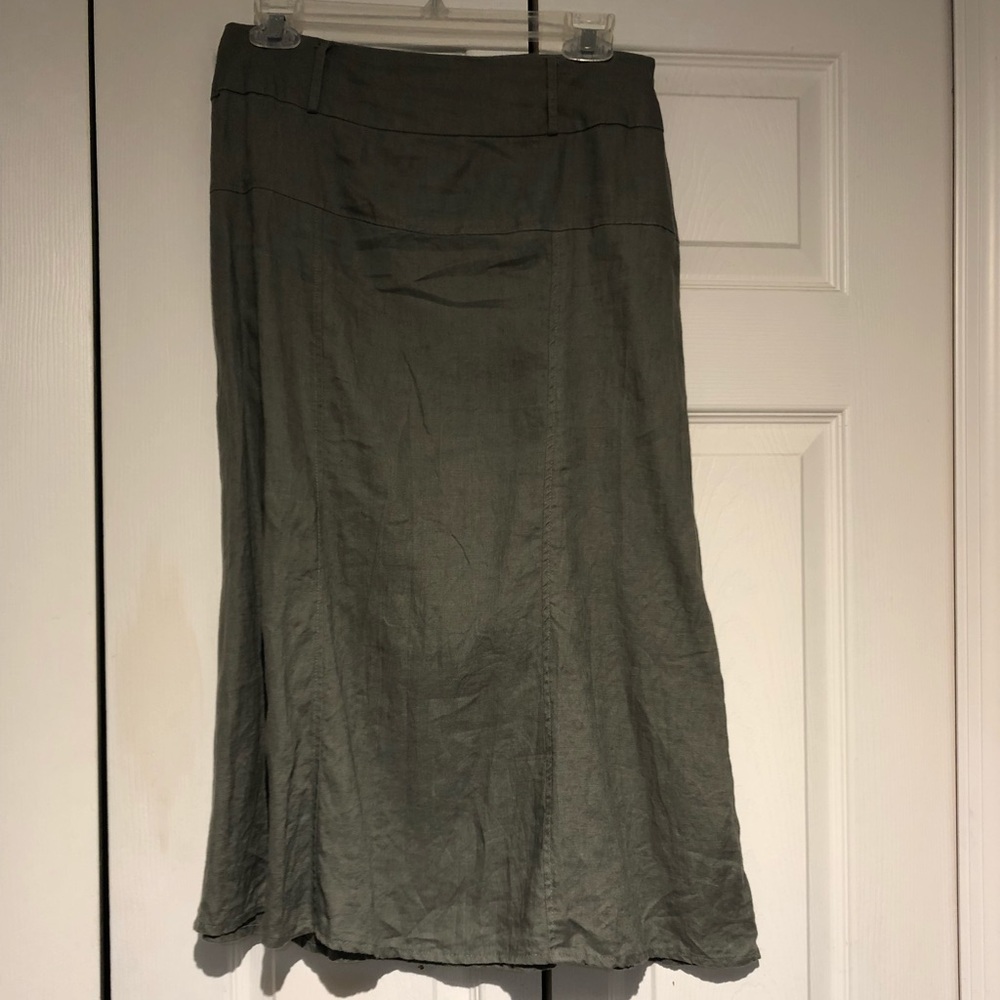 Army Green Linen Skirt (Petite Small)